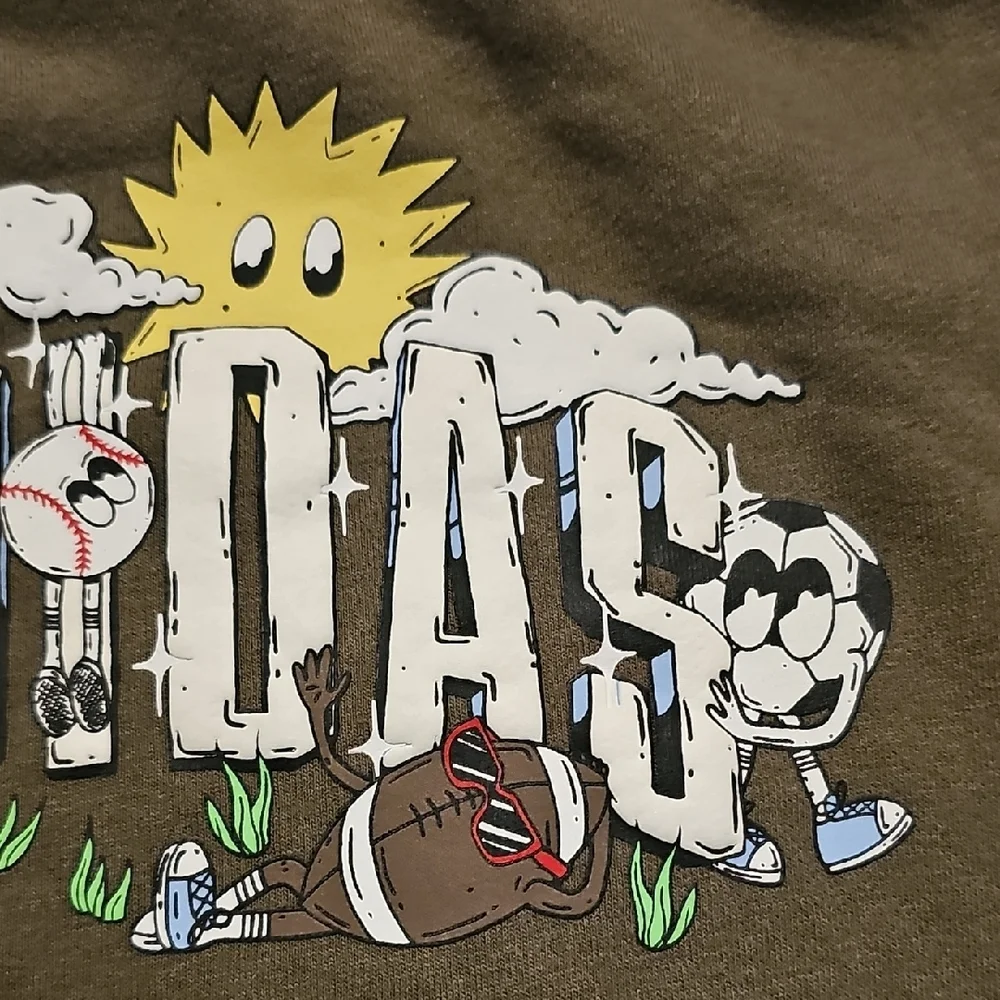 Adidas Sweatshirt Hoodie Khaki Brown Boy Size 8 Small Outerwear Sports Football